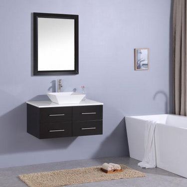 Totti Wave 36″ Modern Bathroom Vanity w/ Super White Man-Made Stone Top & Sink Vanity Eviva
